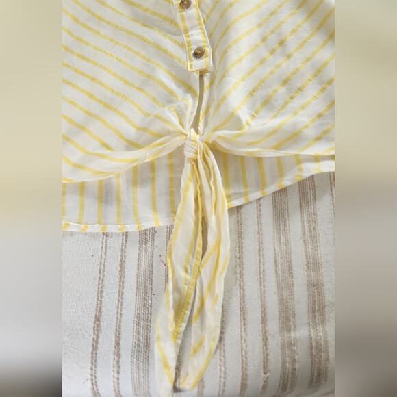 Anthropologie Maeve Yellow White Striped Sleeveless Tank Blouse Size 2 - Picture 2 of 9